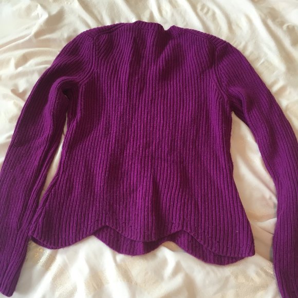 Ted Baker Finda Scallop Edge Ribbed Sweater deep purple pink size 1 - Picture 4 of 13
